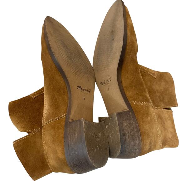 Madewell Brown Suede Leather Pull-On Western Cowgirl Ankle Boots Size 8 - Picture 6 of 7